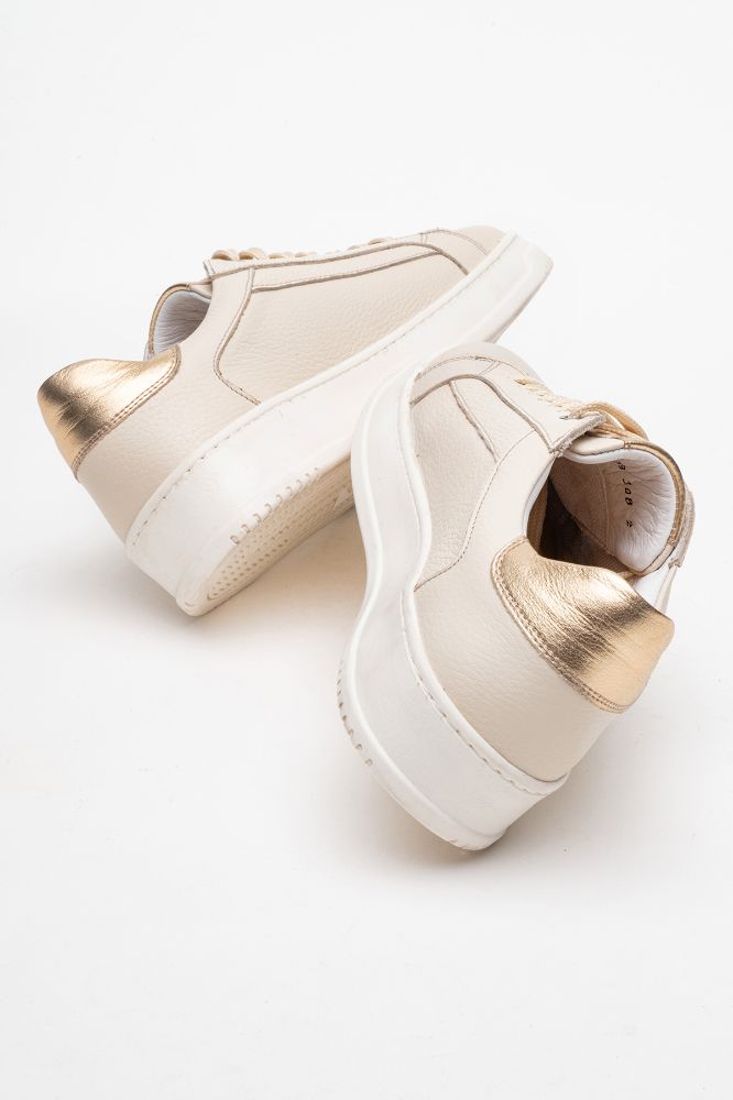 Kadın Deri Sneaker Ayakkabı BEJ FLOTER ALTIN PNC1393 resmi