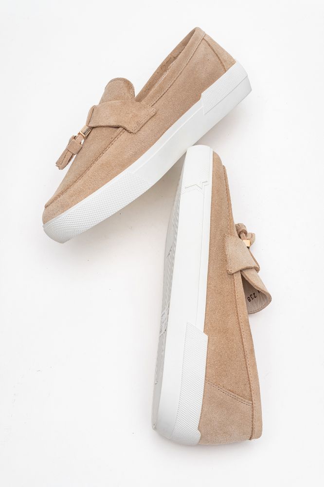 Kadın Deri Püsküllü Ayakkabı KUM SUET PNC1425 resmi