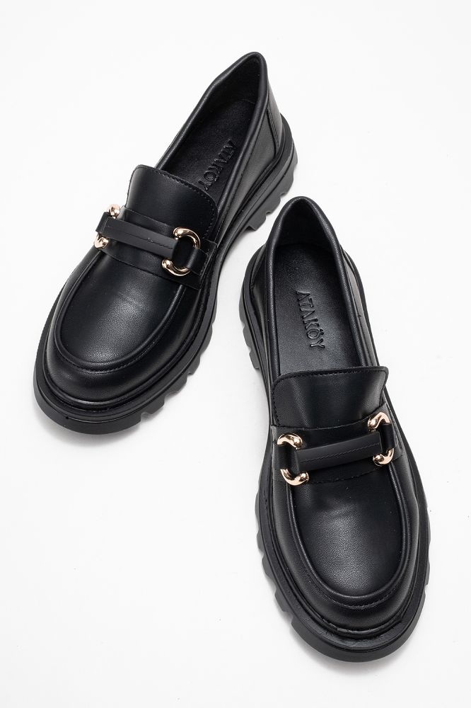 Kadın Tokalı Loafer Ayakkabı SIYAH MAR271 resmi