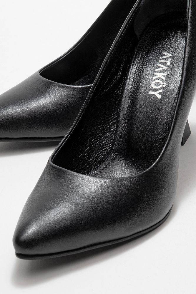 Kadın Deri Topuklu Ayakkabı SIYAH PYZ861 resmi