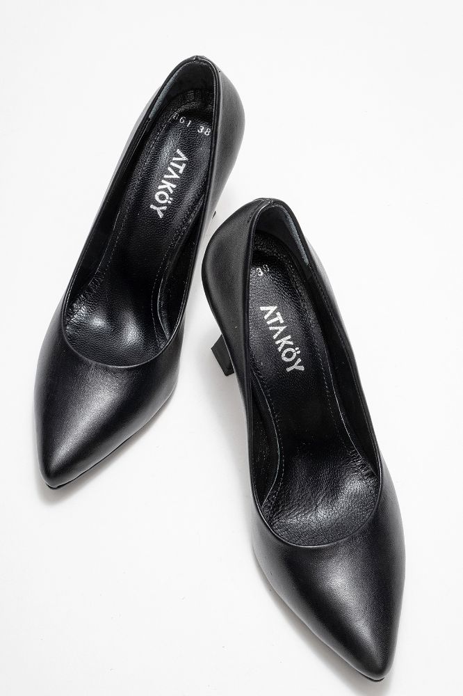 Kadın Deri Topuklu Ayakkabı SIYAH PYZ861 resmi
