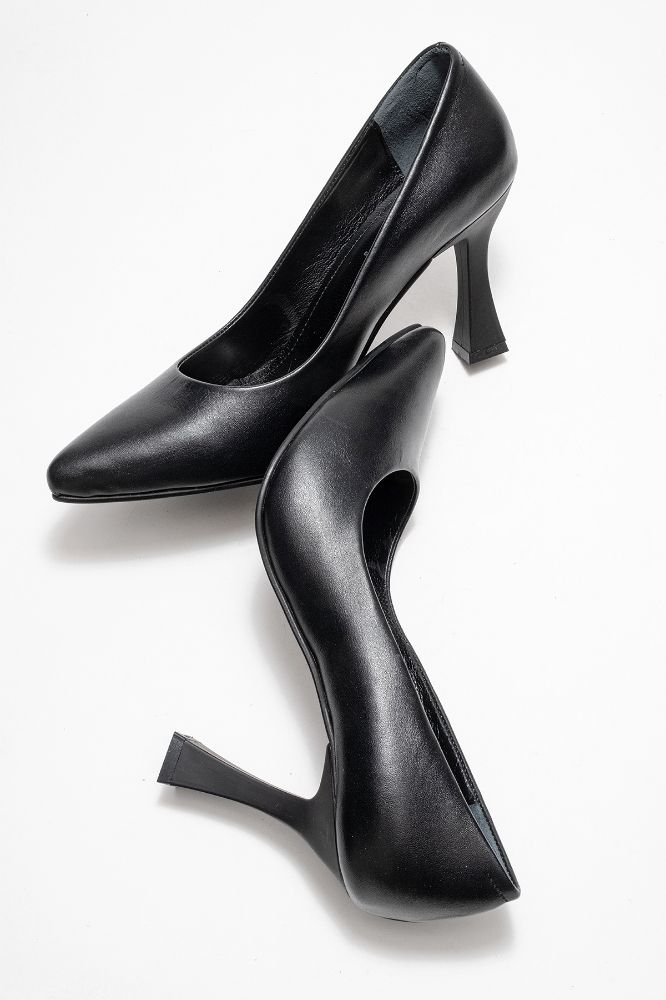 Kadın Deri Topuklu Ayakkabı SIYAH PYZ861 resmi