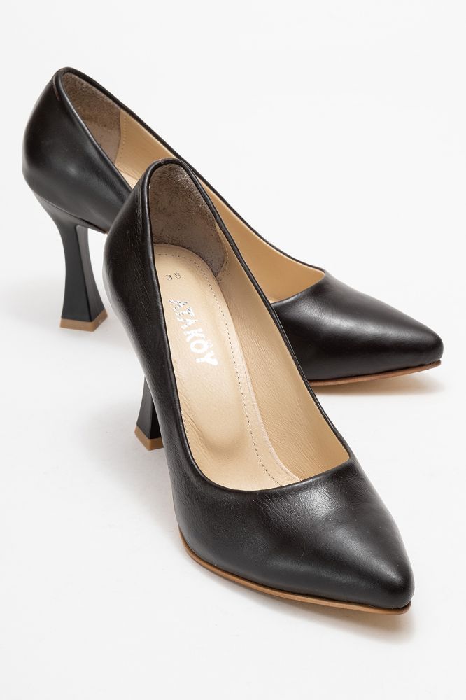 Kadın Deri Topuklu Ayakkabı KAHVE PYZ861 resmi