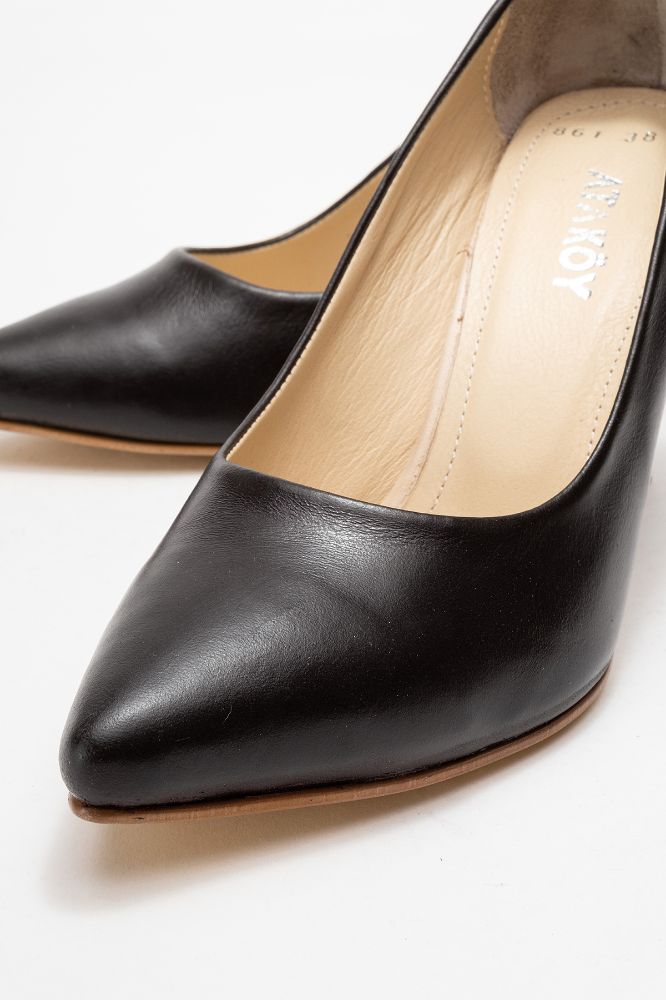 Kadın Deri Topuklu Ayakkabı KAHVE PYZ861 resmi