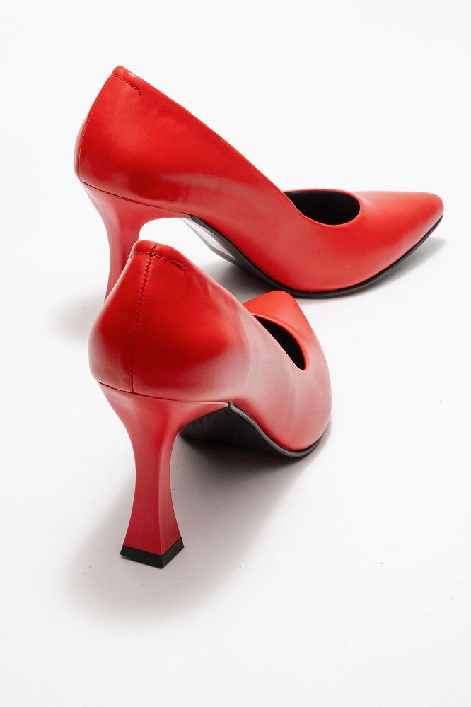 Kadın Deri Topuklu Ayakkabı KIRMIZI PYZ861 resmi