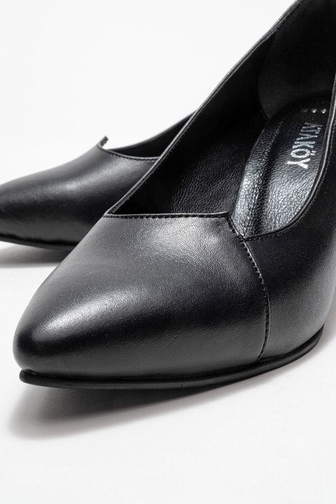 Kadın Deri Kalın Topuklu Ayakkabı SIYAH PYZ866 resmi