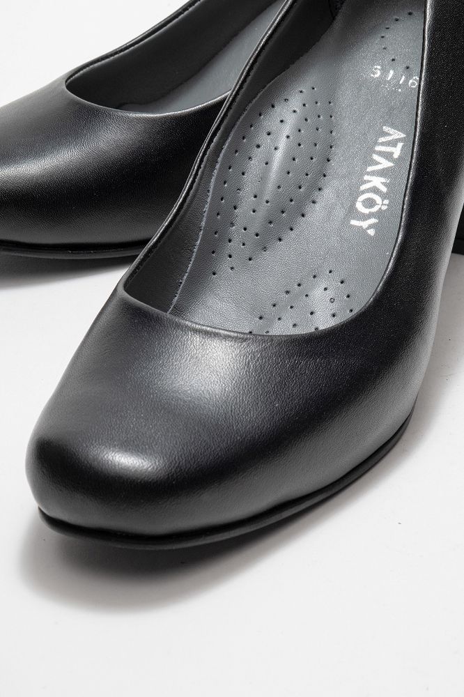 Kadın Deri Kalın Topuklu Ayakkabı SIYAH PYZ5116 resmi
