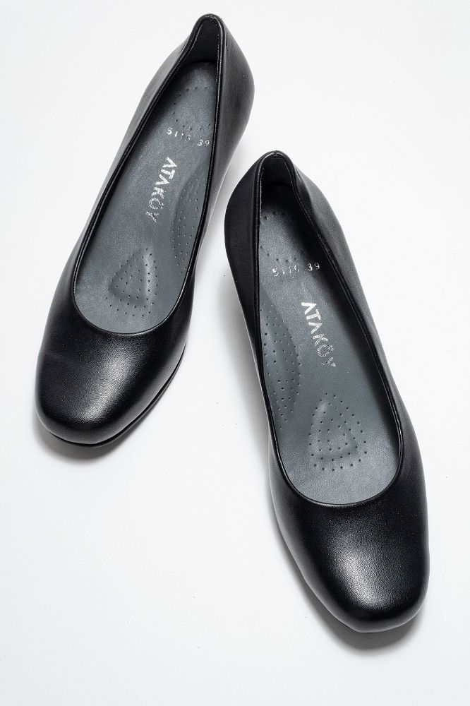 Kadın Deri Kalın Topuklu Ayakkabı SIYAH PYZ5116 resmi