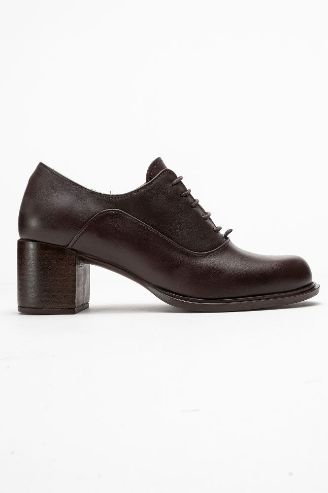 Kadın Deri Kalın Topuklu Ayakkabı KAHVE PNC1494 resmi