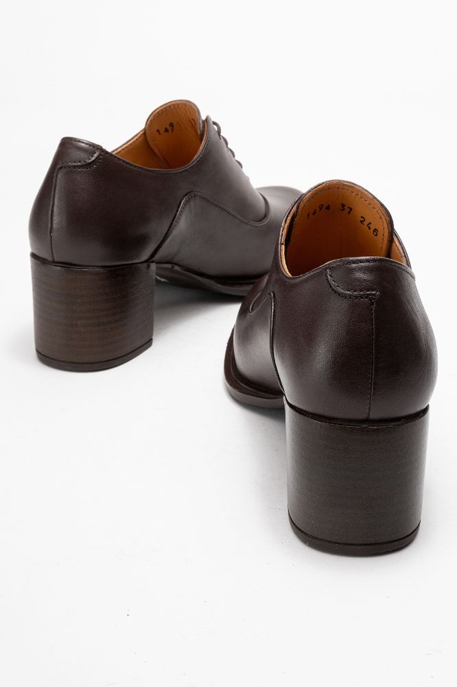 Kadın Deri Kalın Topuklu Ayakkabı KAHVE PNC1494 resmi