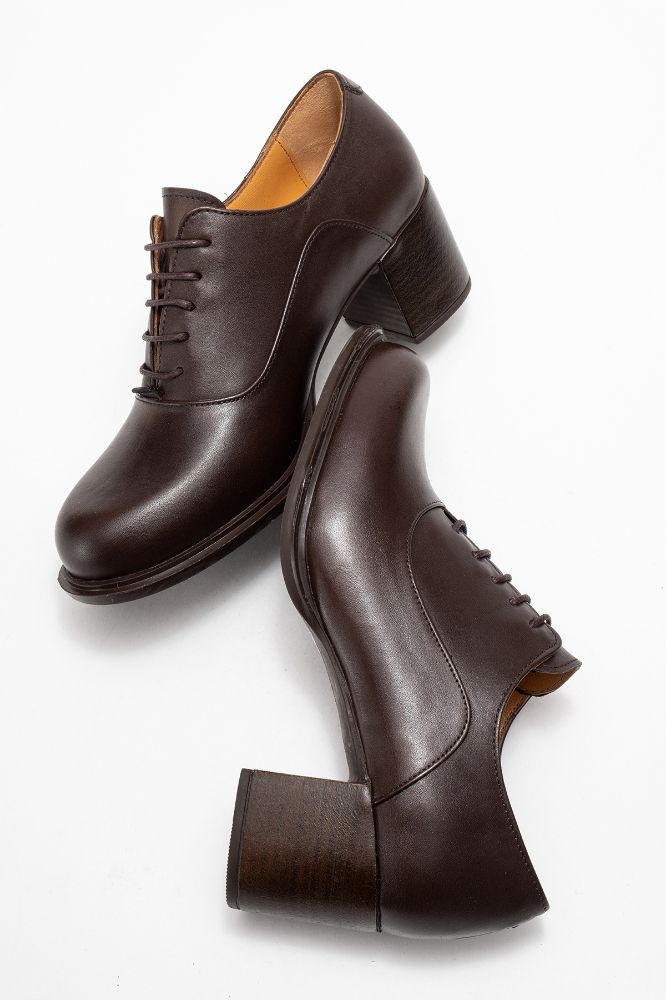 Kadın Deri Kalın Topuklu Ayakkabı KAHVE PNC1494 resmi