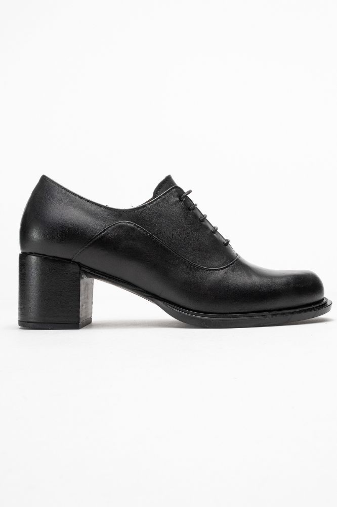 Kadın Deri Kalın Topuklu Ayakkabı SIYAH PNC1494 resmi