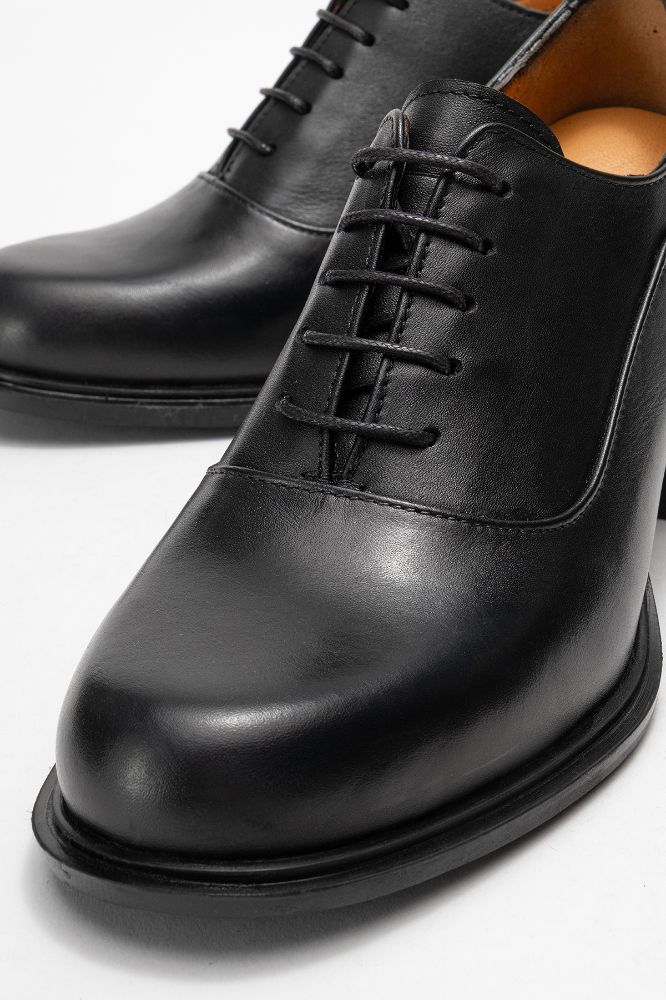 Kadın Deri Kalın Topuklu Ayakkabı SIYAH PNC1494 resmi