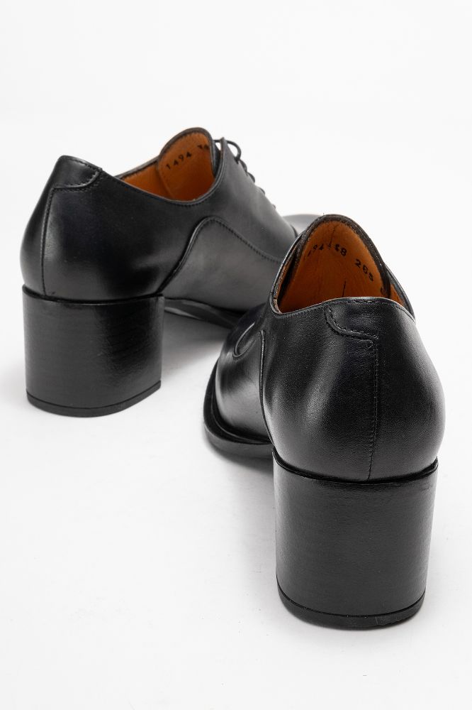 Kadın Deri Kalın Topuklu Ayakkabı SIYAH PNC1494 resmi