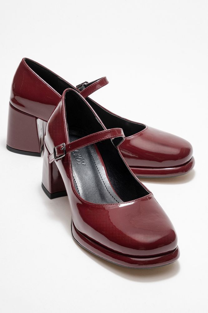 Kadın Kalın Topuk Bantlı Ayakkabı BORDO RUGAN YKL100 resmi