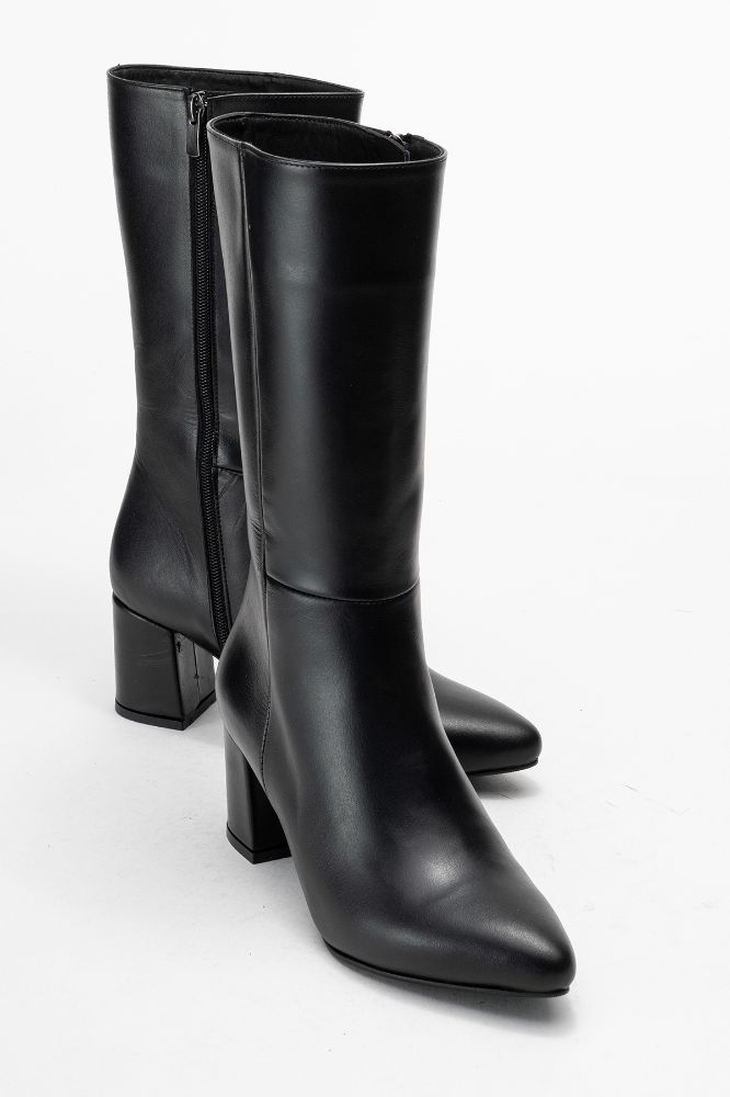 Kadın Deri Topuklu Çizme SIYAH PYZ859 resmi