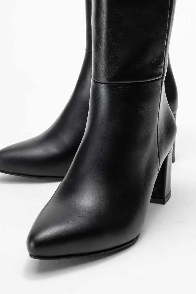 Kadın Deri Topuklu Çizme SIYAH PYZ859 resmi