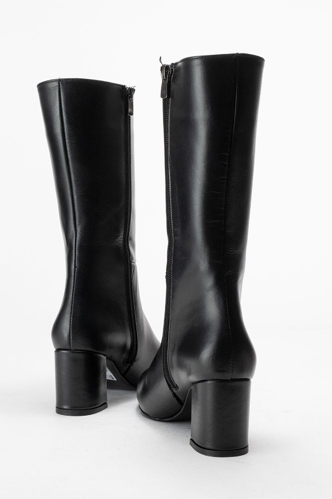 Kadın Deri Topuklu Çizme SIYAH PYZ859 resmi