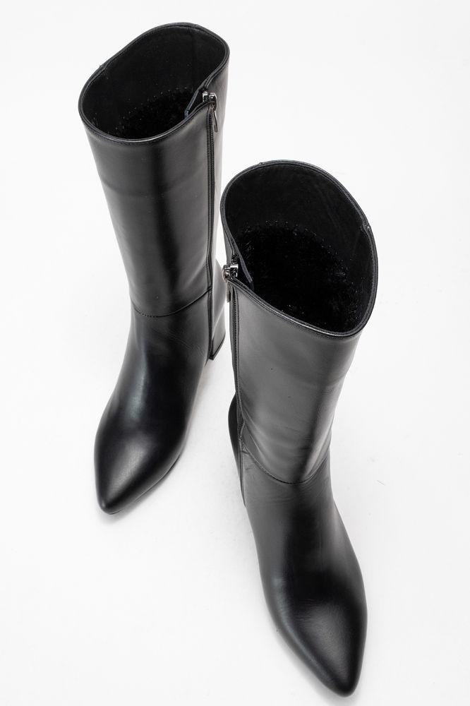 Kadın Deri Topuklu Çizme SIYAH PYZ859 resmi