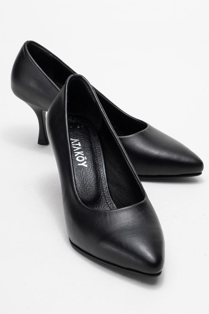 Kadın Deri İnce Topuklu Stiletto Ayakkabı SIYAH PYZ0224 resmi