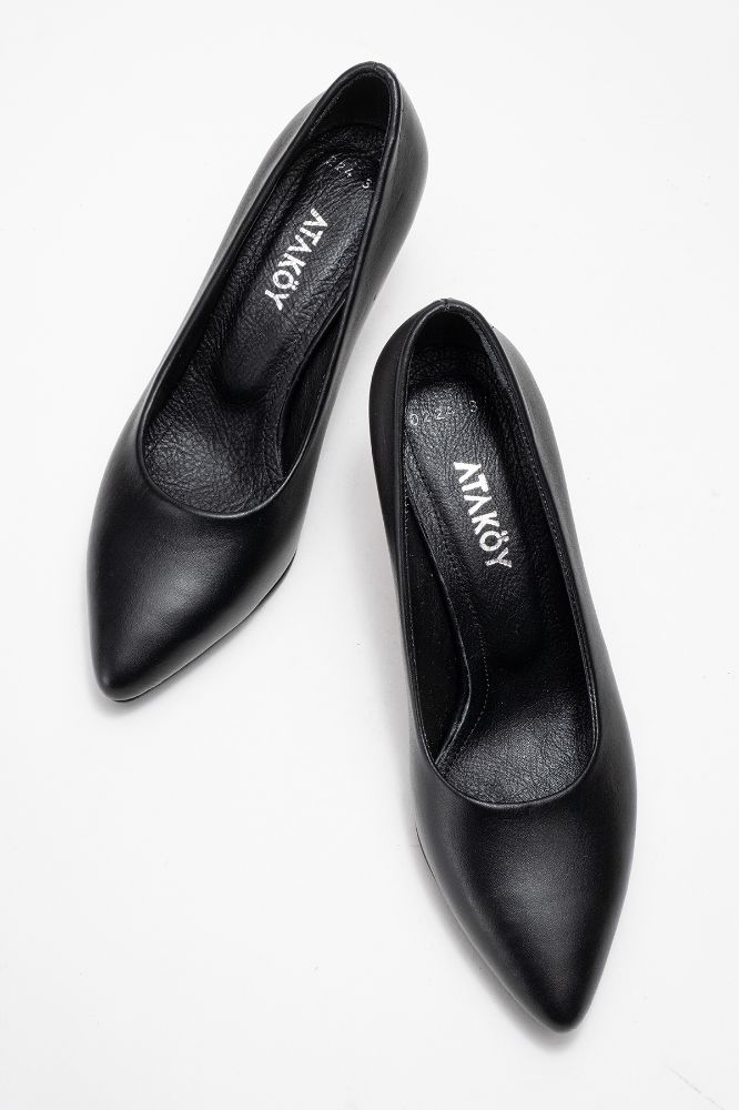 Kadın Deri İnce Topuklu Stiletto Ayakkabı SIYAH PYZ0224 resmi