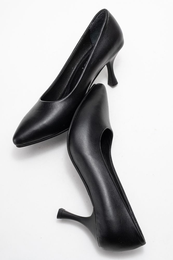 Kadın Deri İnce Topuklu Stiletto Ayakkabı SIYAH PYZ0224 resmi