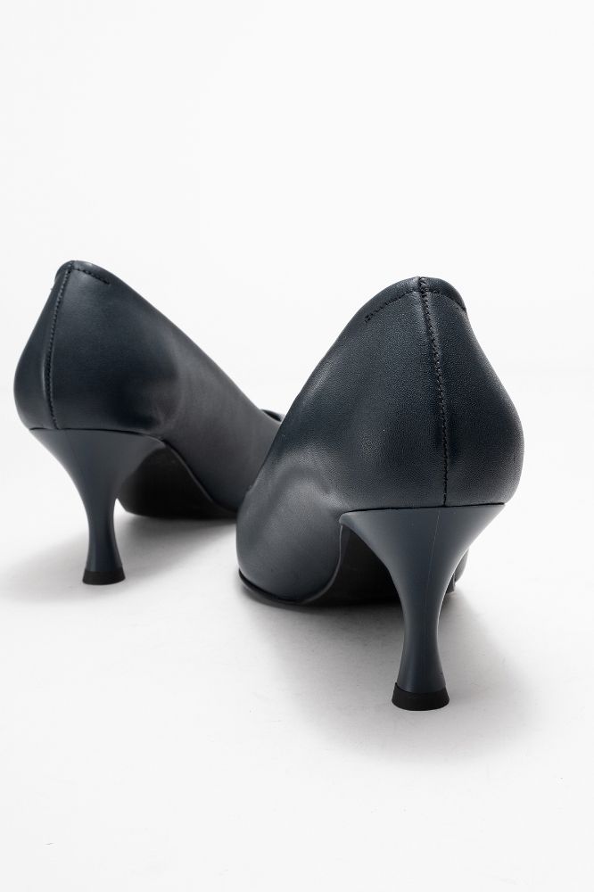 Kadın Deri İnce Topuklu Stiletto Ayakkabı LACIVERT PYZ0224 resmi