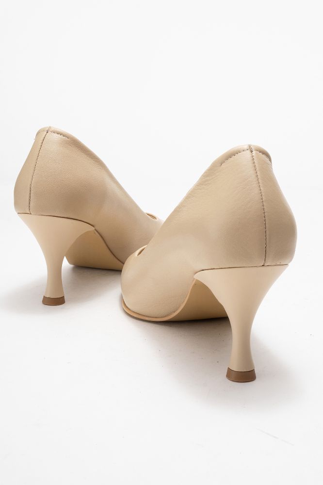 Kadın Deri İnce Topuklu Stiletto Ayakkabı BEJ PYZ0224 resmi