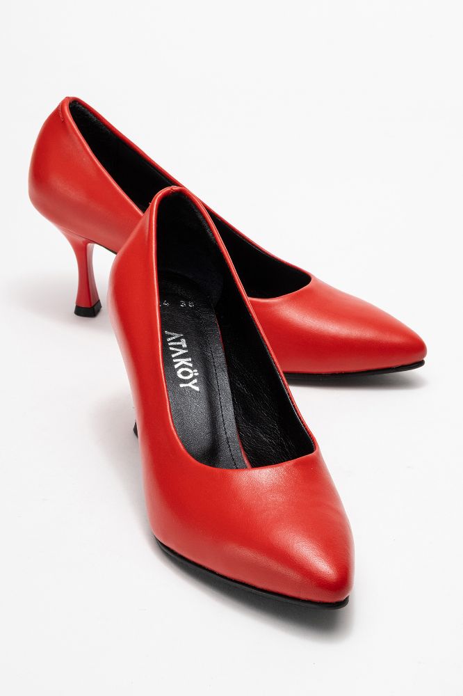 Kadın Deri İnce Topuklu Stiletto Ayakkabı KIRMIZI PYZ0224 resmi