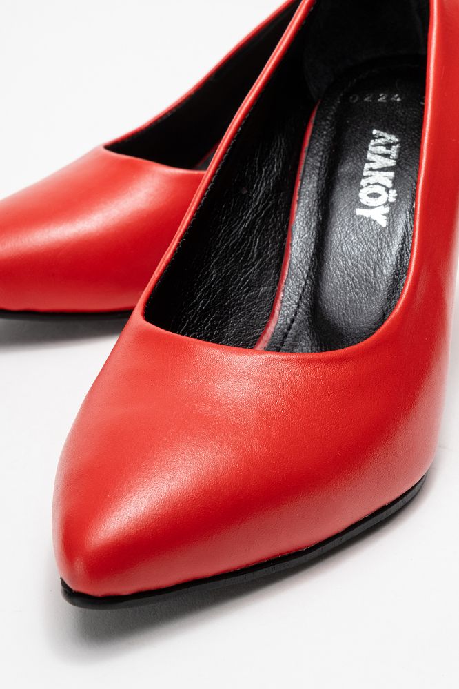 Kadın Deri İnce Topuklu Stiletto Ayakkabı KIRMIZI PYZ0224 resmi