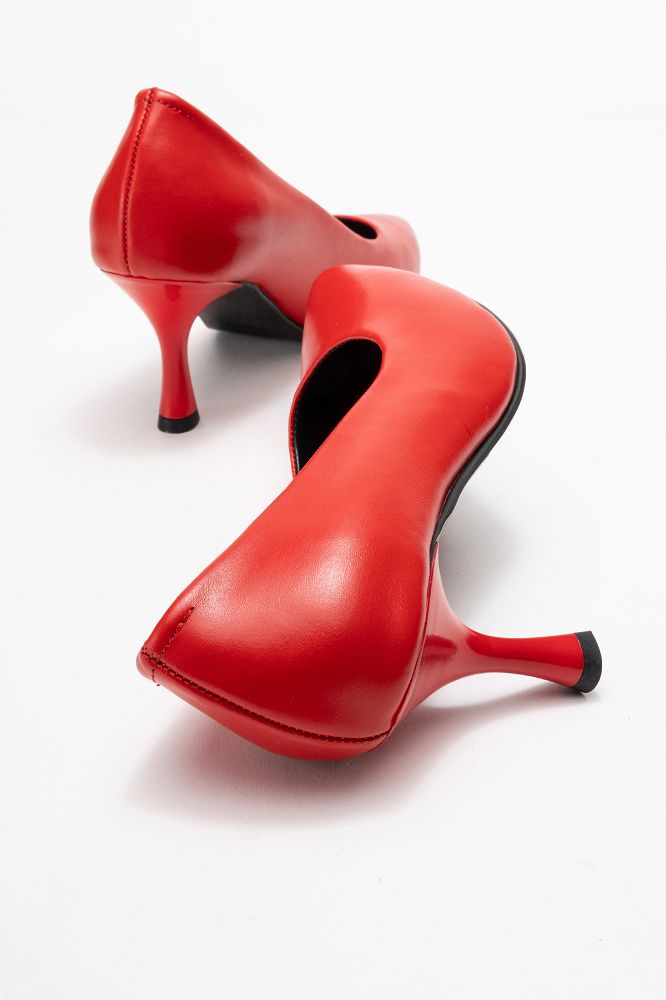 Kadın Deri İnce Topuklu Stiletto Ayakkabı KIRMIZI PYZ0224 resmi