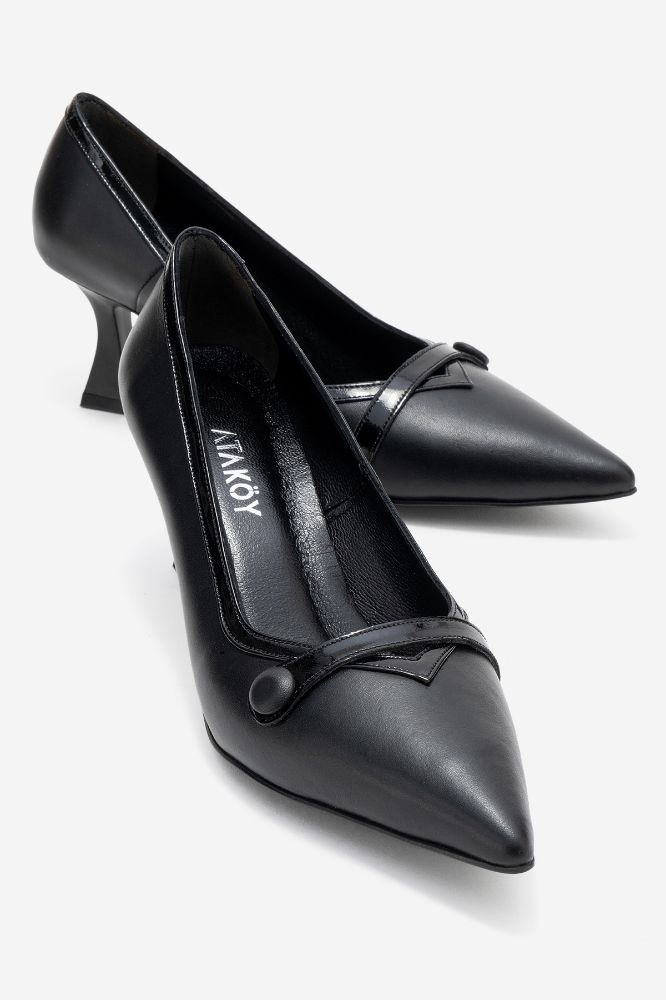 Kadın Deri İnce Topuklu Stiletto SIYAH SIYAH RUGAN MG2190 resmi