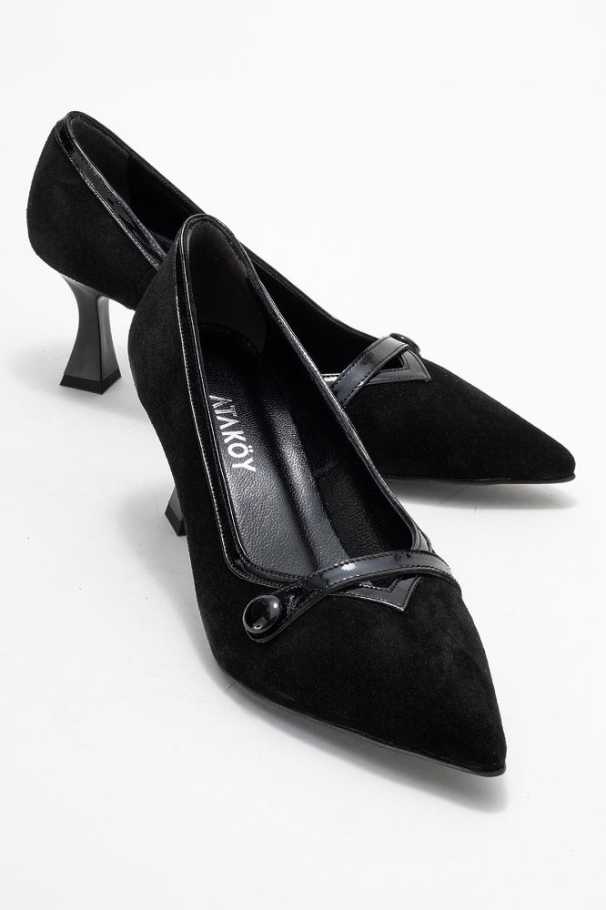 Kadın Deri İnce Topuklu Stiletto SIYAH SUET SYH RGN MG2190 resmi