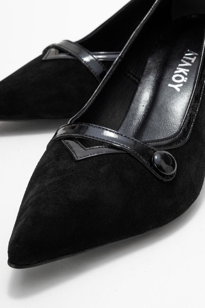 Kadın Deri İnce Topuklu Stiletto SIYAH SUET SYH RGN MG2190 resmi