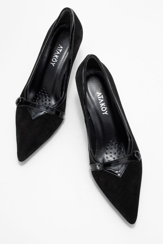 Kadın Deri İnce Topuklu Stiletto SIYAH SUET SYH RGN MG2190 resmi