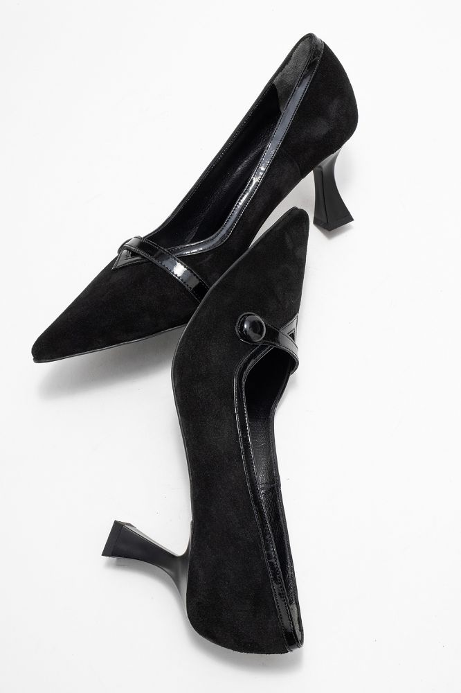 Kadın Deri İnce Topuklu Stiletto SIYAH SUET SYH RGN MG2190 resmi