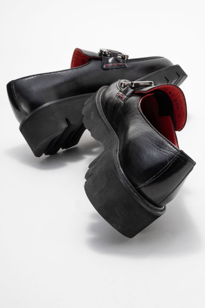 kadin-deri-tokali-loafer-ayakkabi-SIYAH KIRIŞIK-PNC4712-0100577_0