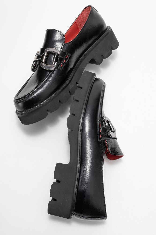 kadin-deri-tokali-loafer-ayakkabi-SIYAH KIRIŞIK-PNC4712-0100579_0