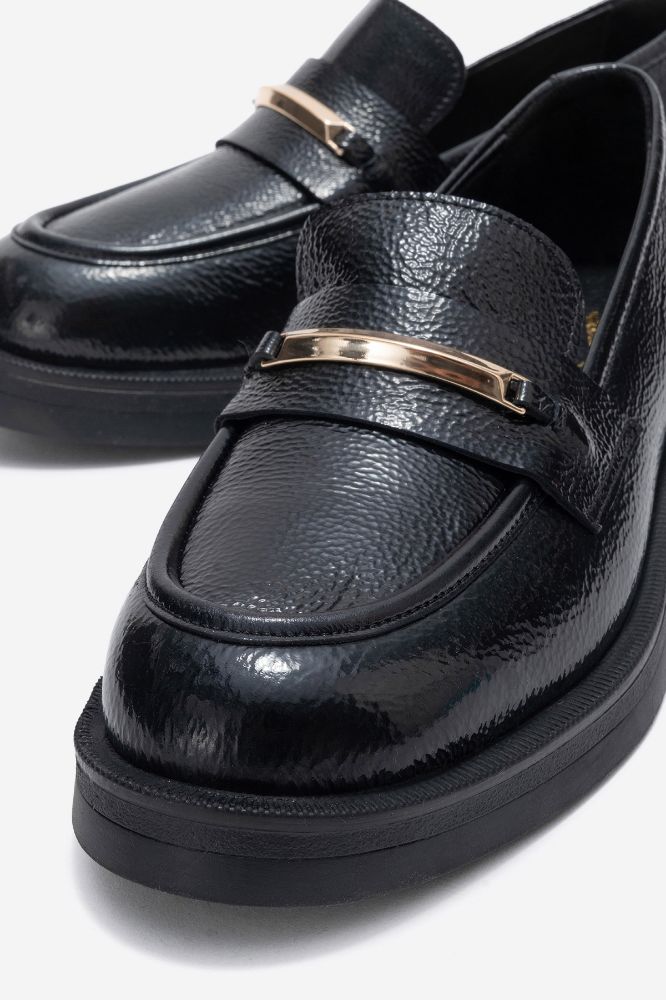 kadin-deri-tokali-loafer-ayakkabi-SIYAH KIRIŞIK-PNC1480-0100782_0