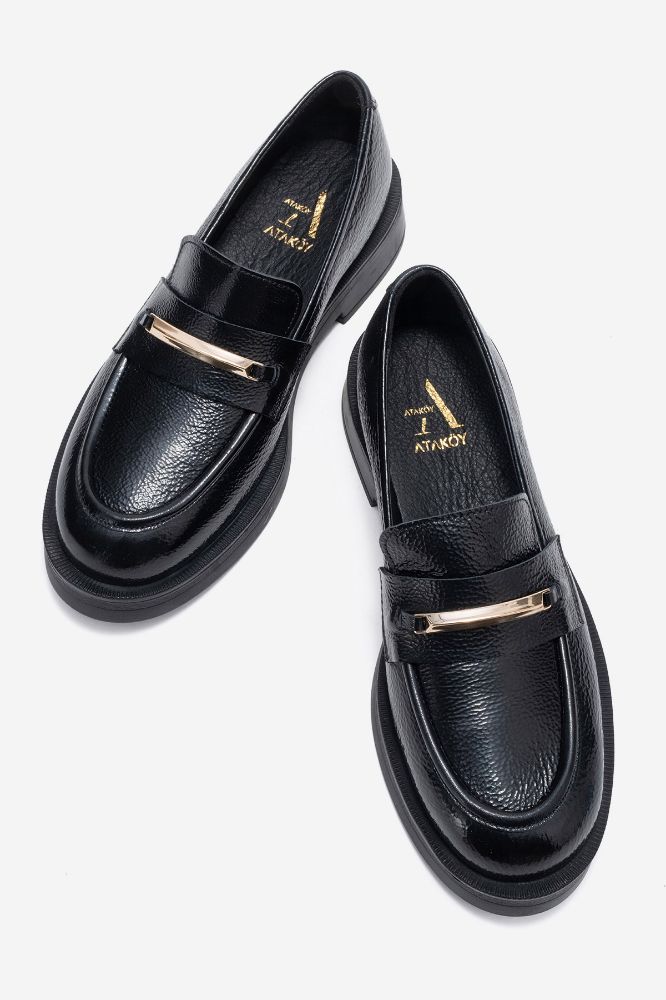 kadin-deri-tokali-loafer-ayakkabi-SIYAH KIRIŞIK-PNC1480-0100784_0