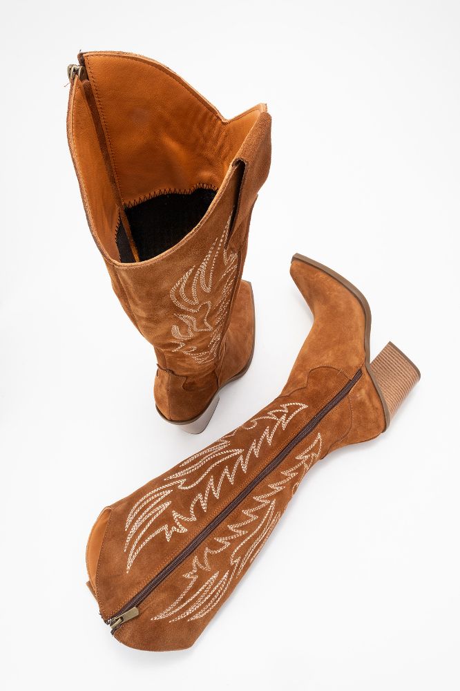 kadin-deri-western-cizme-TABA SUET-HKN1614-0101194_0