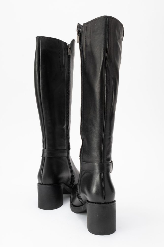 Kadın Deri Topuklu Çizme SIYAH ALP018 resmi