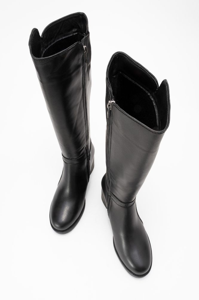 Kadın Deri Topuklu Çizme SIYAH ALP018 resmi
