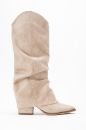 Kadın Kalın Topuklu Çizme BEJ SUET LOOK900