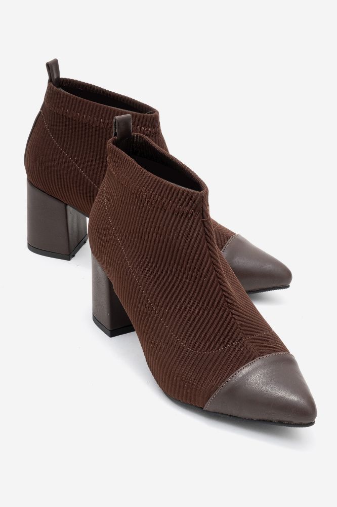 Kadın Kalın Topuklu Bilekte Bot KAHVE YKL1780 resmi