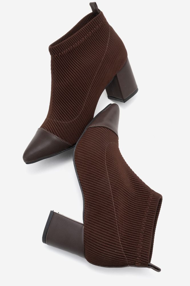 Kadın Kalın Topuklu Bilekte Bot KAHVE YKL1780 resmi