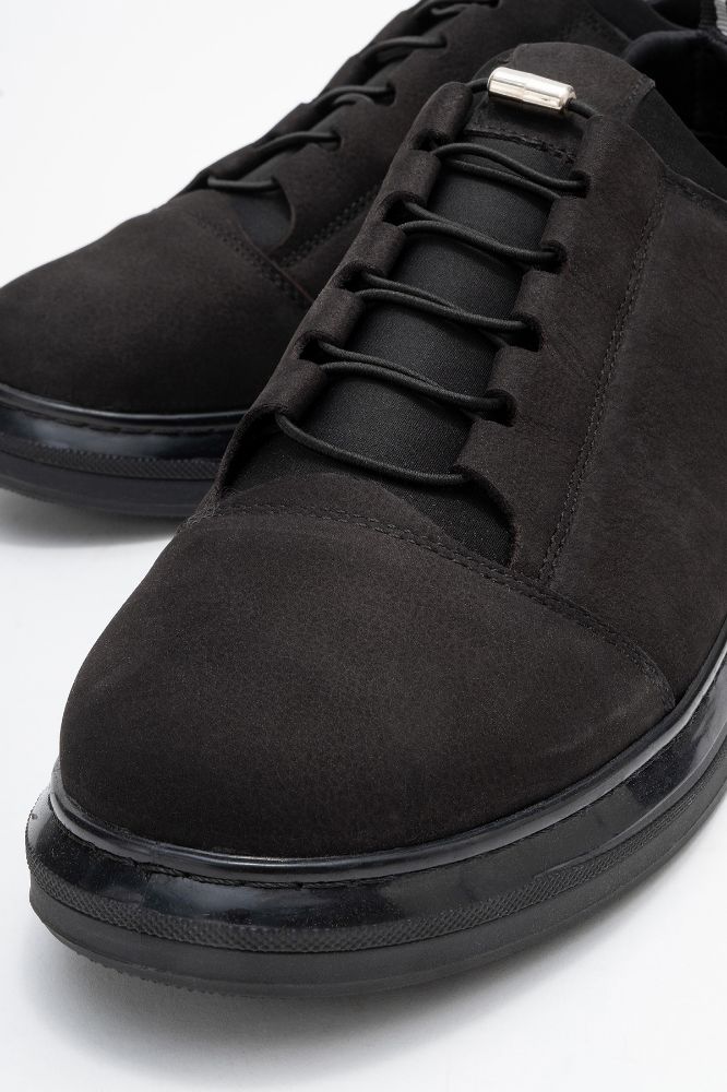 Erkek Deri Ayakkabı SIYAH NUBUK ALV01 resmi