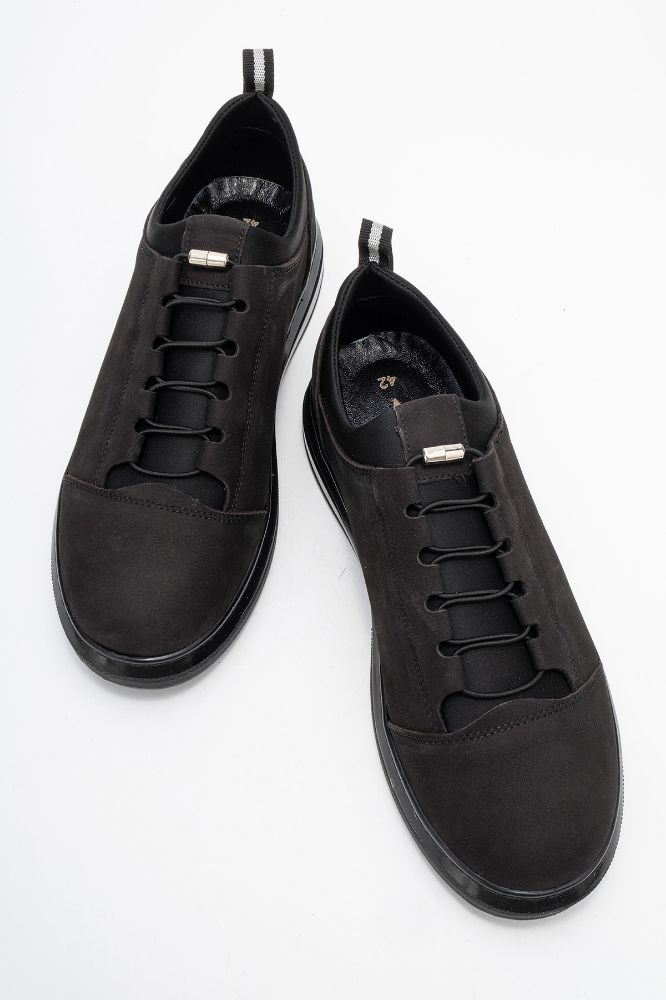 Erkek Deri Ayakkabı SIYAH NUBUK ALV01 resmi