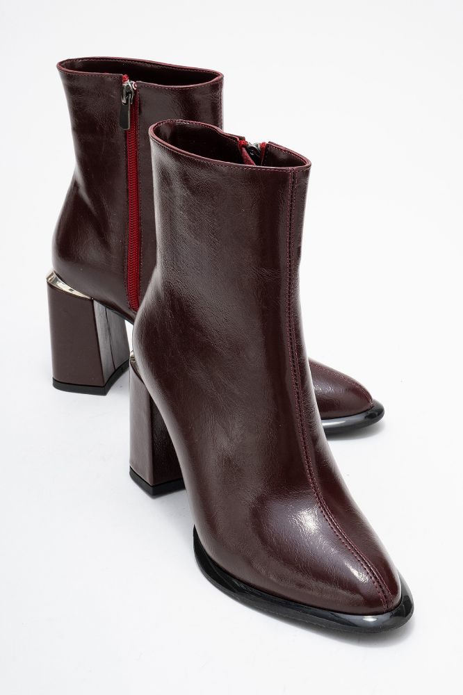 Kadın Kalın Topuklu Bot BORDO KIRISIK ERC512 resmi