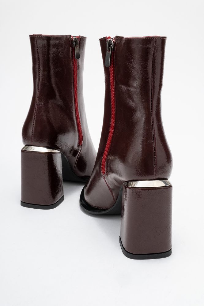Kadın Kalın Topuklu Bot BORDO KIRISIK ERC512 resmi